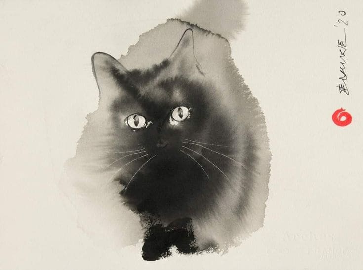 Illustrazione gatto in stile acquerello